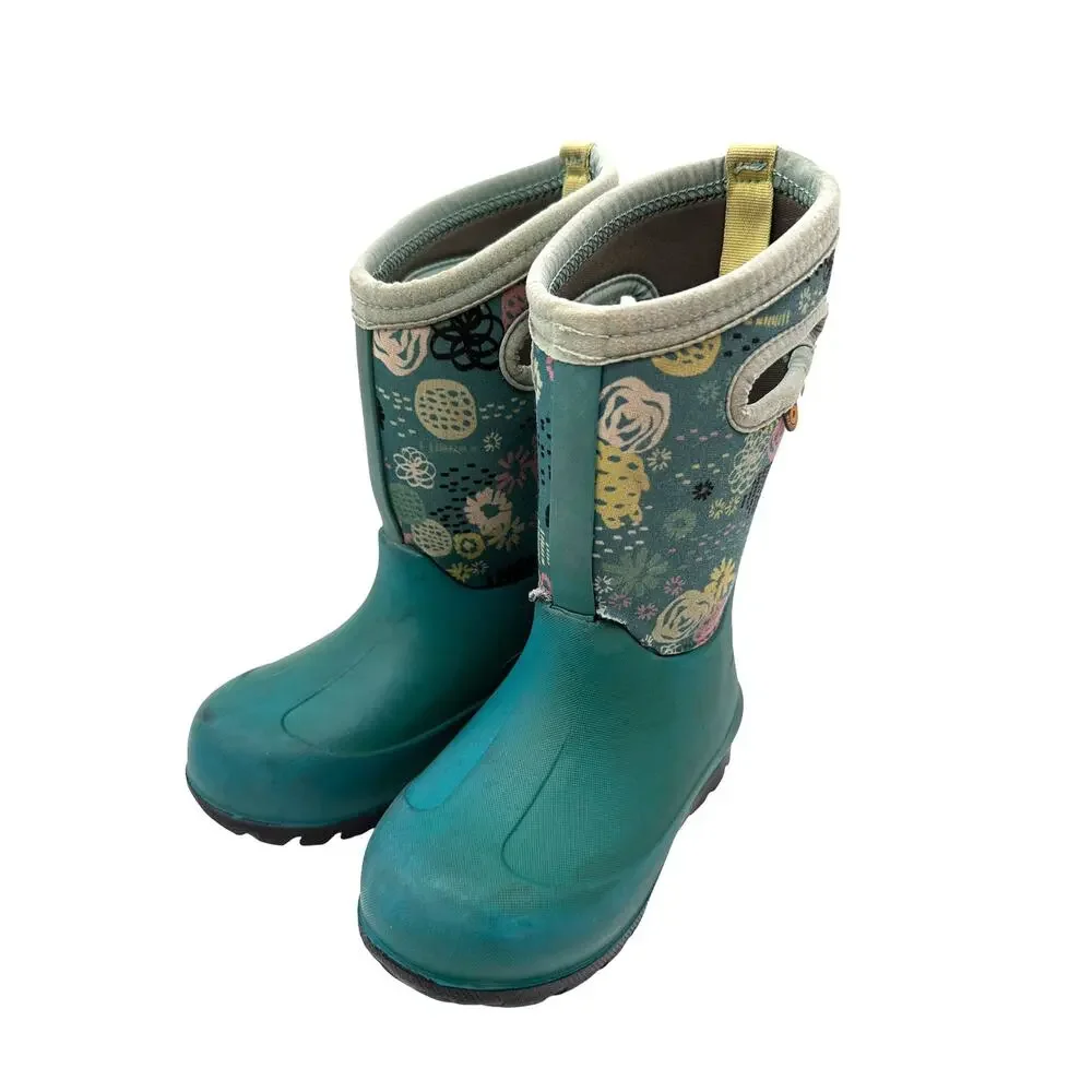 Bogs Neo-Classic Kids Sz: 10 Teal (READ) Floral Insulated Winter Boot 72577- 448
